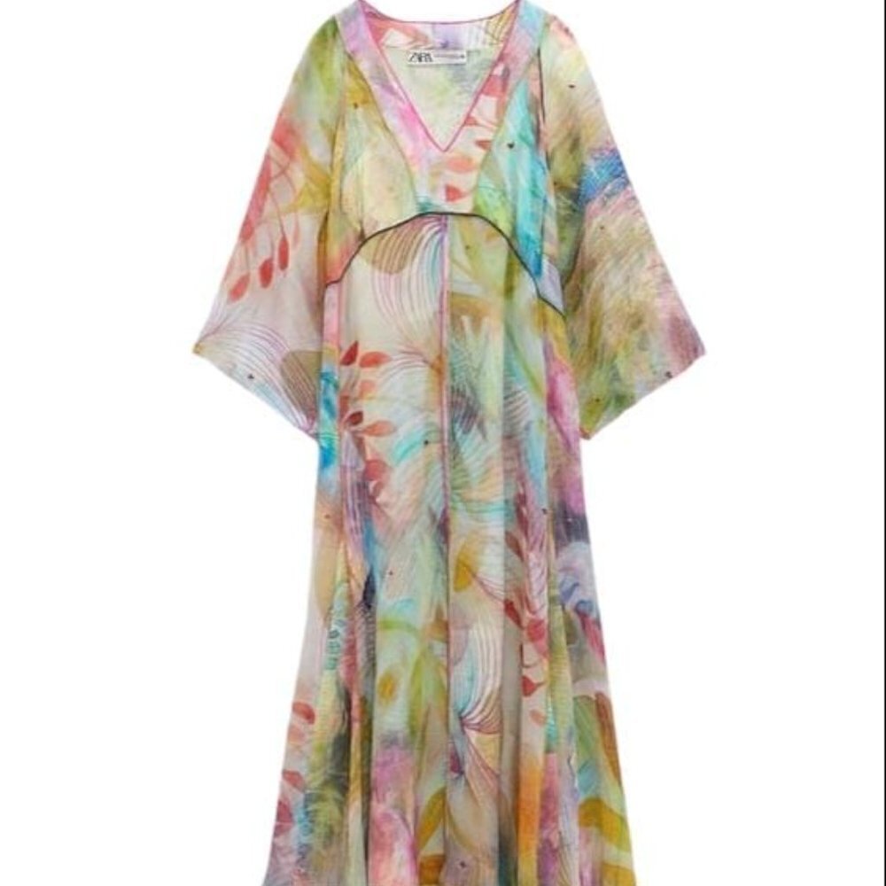 ZARA PRINTED DRESS - LIMITED EDITION MULTICOLOURED SIZE XS | 7521/048/330